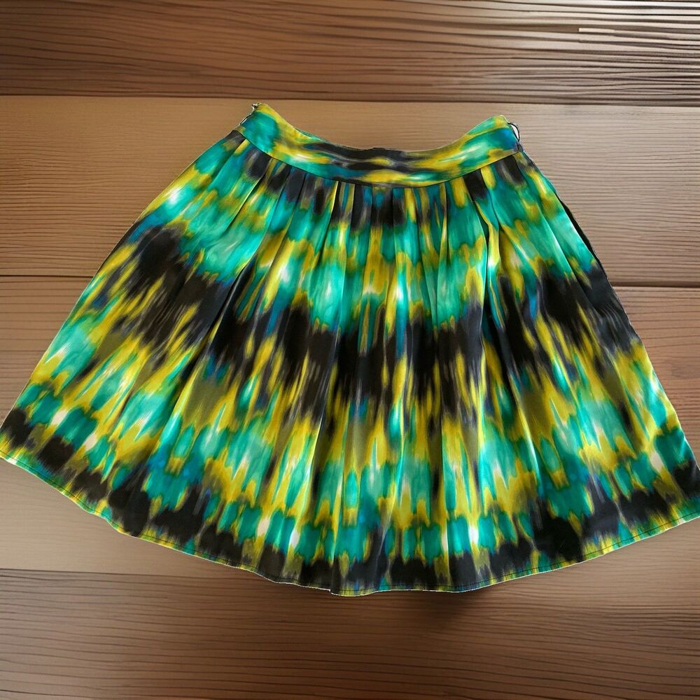 Worthington Skirt 12 A-line Pleated Multi Zip Aztec Art Excellent Condition